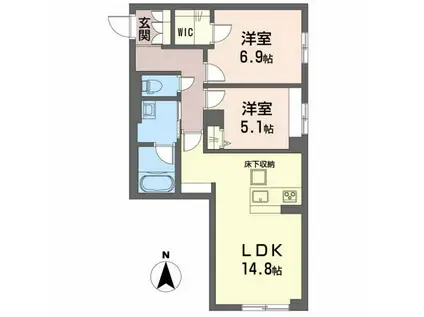ベレオガーデンズ北方Ⅱ(1LDK/1階)の間取り写真