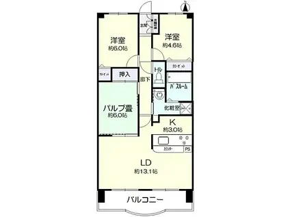 アマネセール西之町(3LDK/9階)の間取り写真