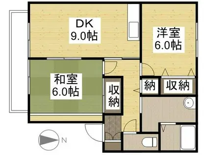 FXシャン(2DK/1階)の間取り写真