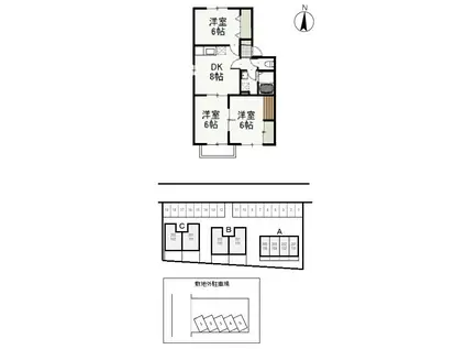 パークサイドなんばC(3DK/2階)の間取り写真