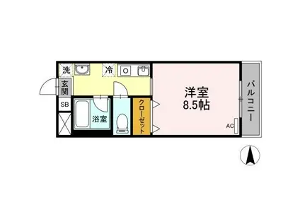 マメゾン三野(ワンルーム/1階)の間取り写真