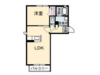 シャーメゾングロワールB(1LDK/2階)の間取り写真