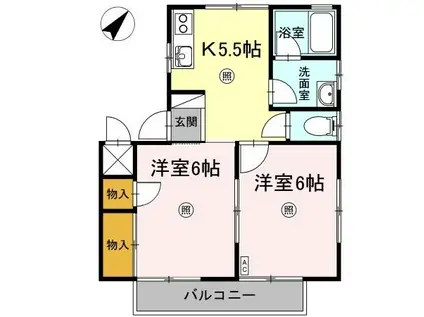 ミューズ瀬戸(2K/2階)の間取り写真