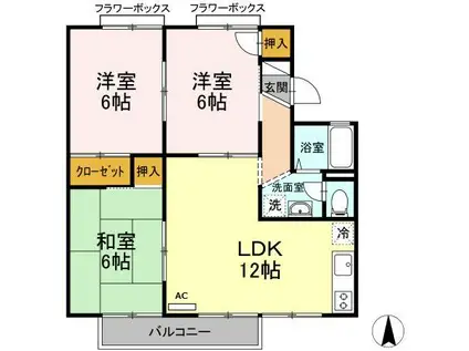 エントピア新保B棟(3LDK/2階)の間取り写真