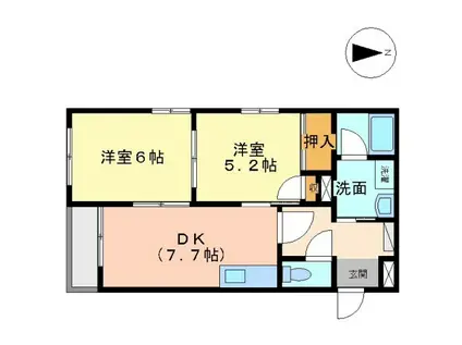 クレアンジュKATI(2DK/2階)の間取り写真