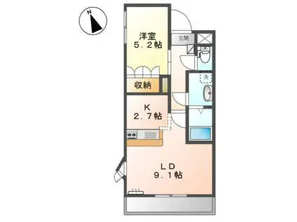 POCO A POCO(1LDK/2階)の間取り写真