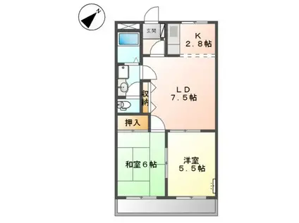 アーマスイズミⅡ(2LDK/1階)の間取り写真