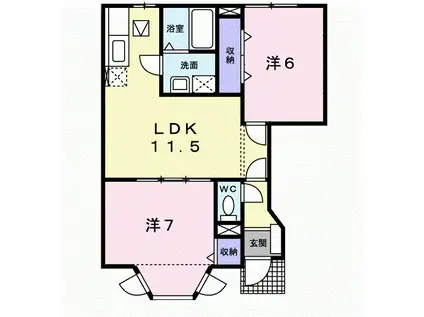 サンセールK・Y A(2LDK/1階)の間取り写真
