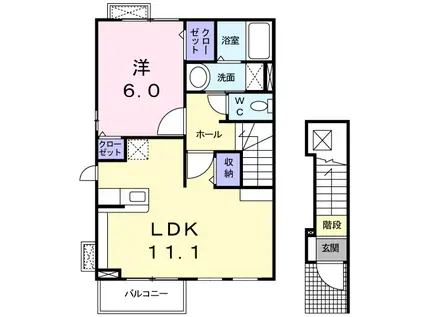 サンリット・レジデンス平井A(1LDK/2階)の間取り写真