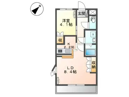 ベルフォーレ(1LDK/2階)の間取り写真