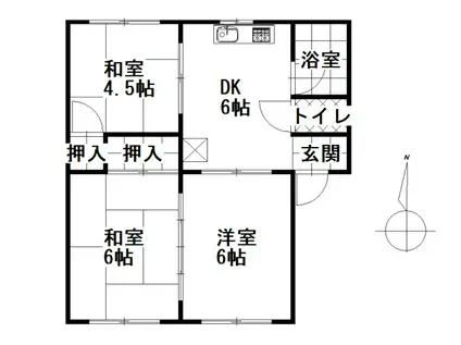 OSレジデンス B棟(3DK/1階)の間取り写真