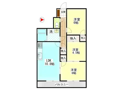 ネクスト倉田 西館(3LDK/6階)の間取り写真