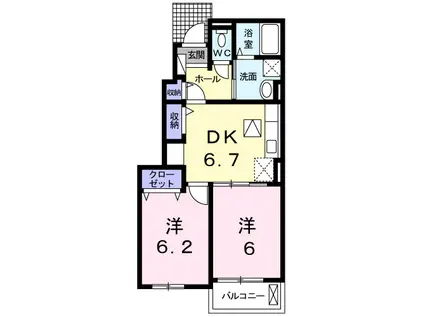 フィオーレ・タチバナB(2DK/1階)の間取り写真