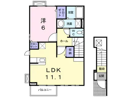 AIRAⅢ(1LDK/2階)の間取り写真