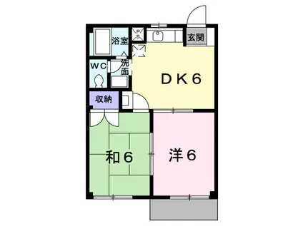 ニューシティアップヒルズA(2DK/1階)の間取り写真