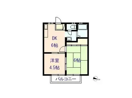 ペニーA・B(2DK/2階)の間取り写真