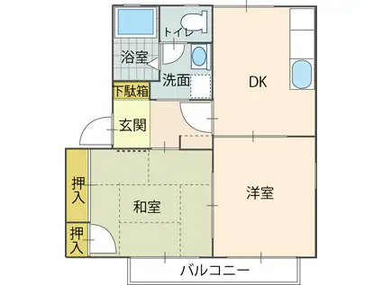 ディアス福泊(2DK/1階)の間取り写真