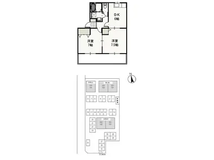 メゾンラフィネ ひまわり(2LDK/1階)の間取り写真