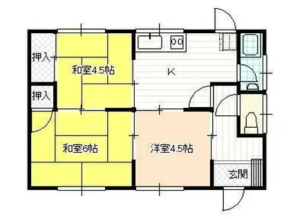 岡山電軌東山本線 門田屋敷駅 徒歩43分 1階建 築51年(3K)の間取り写真