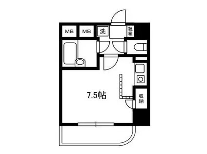 ダイアパレス京町II(1K/6階)の間取り写真