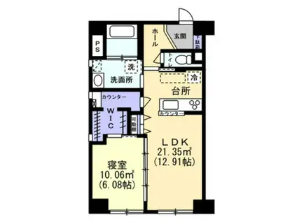ハアラン内山下(1LDK/5階)の間取り写真