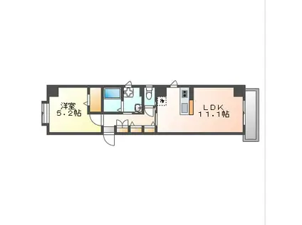 ミルフルール(1LDK/3階)の間取り写真