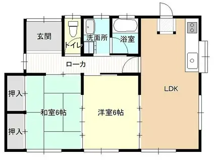 山陽本線 東岡山駅 徒歩16分 1階建 築39年(2LDK)の間取り写真