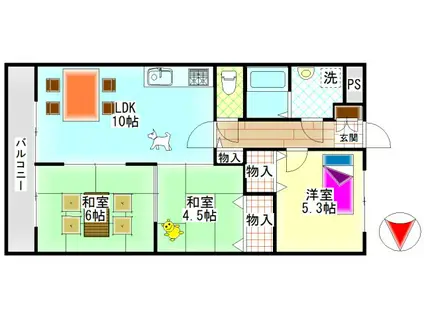 ネクスト倉田 東館(3LDK/6階)の間取り写真