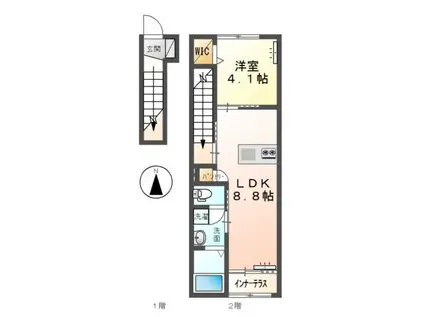 コスモス(1LDK/2階)の間取り写真