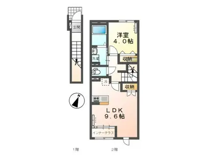 フロード・N(1LDK/2階)の間取り写真