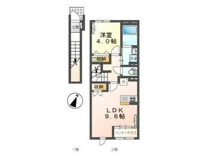 フロード・N(1LDK/2階)の間取り写真