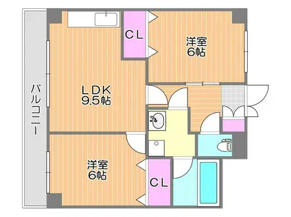 レポーゼ1(2LDK/7階)の間取り写真
