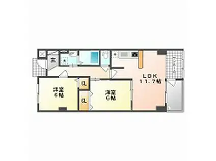 山陽マンション(2LDK/1階)の間取り写真