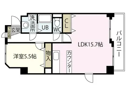 ミラドール奥田西町(1LDK/2階)の間取り写真