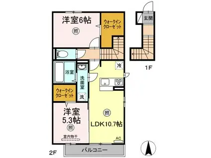 セリシールC(2LDK/2階)の間取り写真