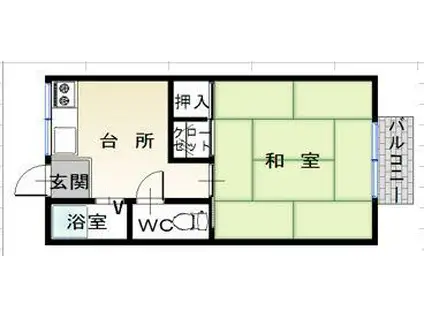 カルチャーハウス参番館(1DK/1階)の間取り写真