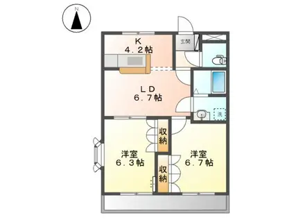 VIVAT中野(2LDK/2階)の間取り写真