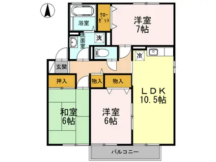 リヴェールA(3LDK/2階)の間取り写真
