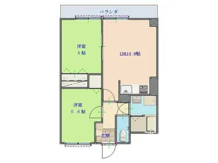 リバティー(2LDK/3階)の間取り写真