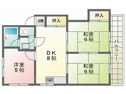 コーポ守安(3DK/2階)の間取り写真