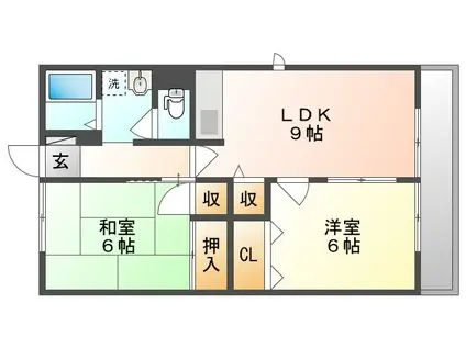 レトア南輝B棟(2LDK/2階)の間取り写真