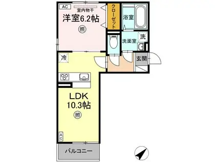 ヴィクトワール(1LDK/2階)の間取り写真
