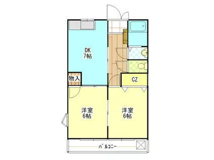 チェリーハウス(2DK/1階)の間取り写真