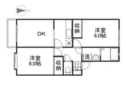 プレベルジュC(2DK/2階)の間取り写真