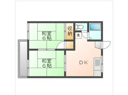 ホリホックハウス雄町(2DK/1階)の間取り写真