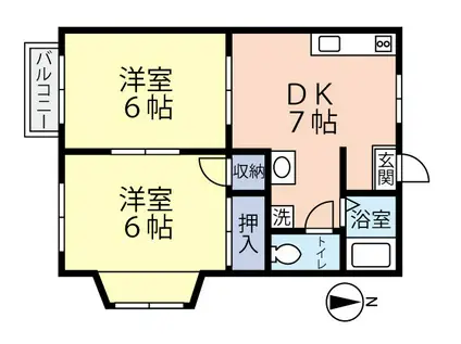 グリーンハウス(2DK/2階)の間取り写真