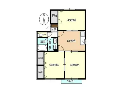 あくらコーポB(3DK/2階)の間取り写真