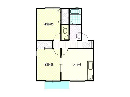 パレアナハウス A棟(2DK/1階)の間取り写真