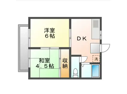 コーポ西崎(2DK/2階)の間取り写真