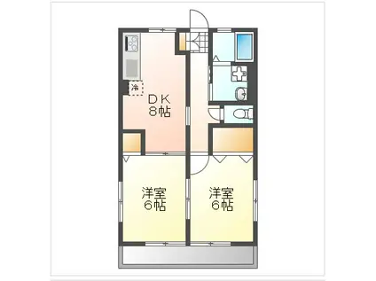 ハイム川東 南棟(2DK/1階)の間取り写真